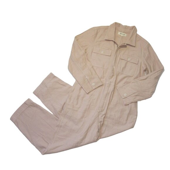 NWT Madewell Garment Dyed Zip Front Coverall in Avalon Pink Jumpsuit L